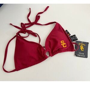 USC Trojans Team Trojan Bikini Top Cardinal Red Embroidered Logo Medium NWT